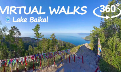 360° Lake Baikal View from Above | VR Walking Tour in Siberia | 8K Scenic Hike to Famous Viewpoint
