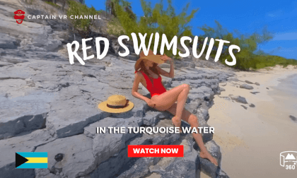|36| Odyssey girls laying in turquoise water sporting red swimsuits and hats -360° video VR Video |36| Odyssey girls laying in turquoise water sporting red swimsuits and hats -360° video VR