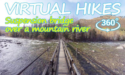 Suspension Bridge Walk in Autumn Taiga | 360° VR Hike to Khongor-Uula Springs | Tunka National Park