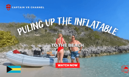 |51| Puling up the inflatable to the beach -360° video