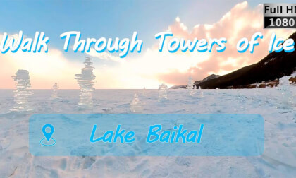 Virtual Calm Walk Through Towers of Ice on Lake Baikal, Amazing Nature, Winter Landscape