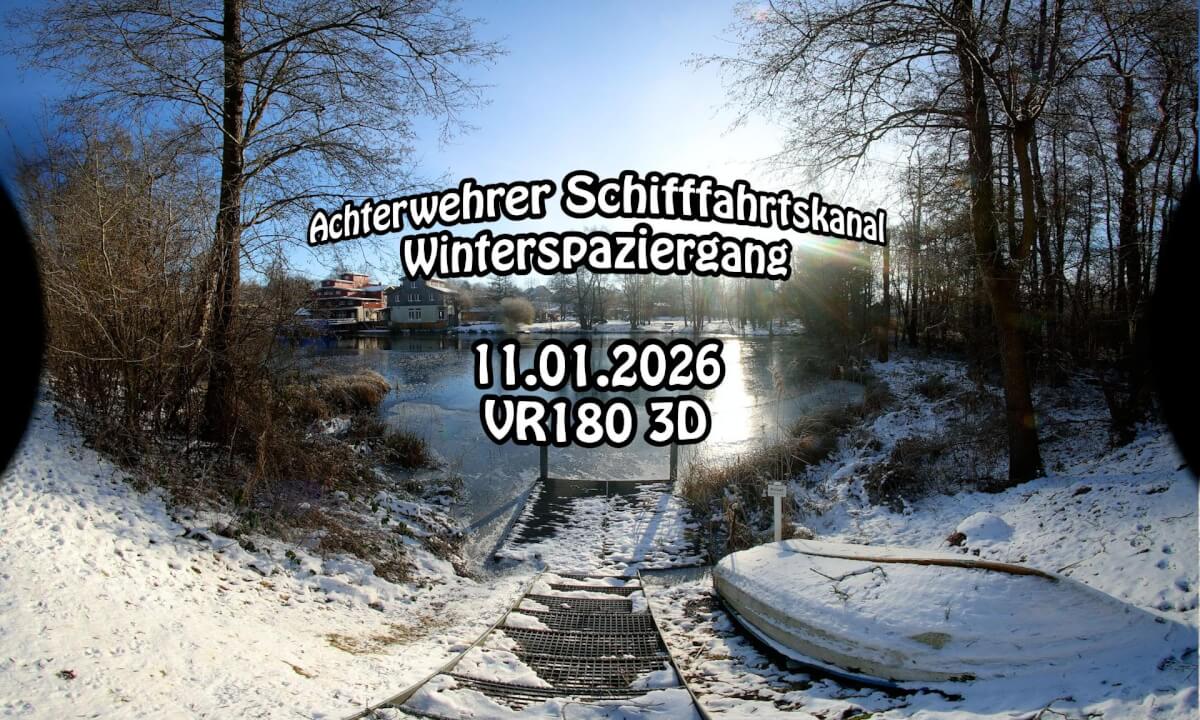 Winterspaziergang am Achterwehrer Schifffahrtskanal bei Kiel 2026 (VR180 3d 8K)