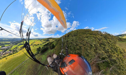 360° 8K Paragliding #369: Calm soaring near Wasserkuppe