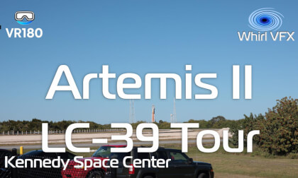 Narrated Tour: Artemis II on Launch Pad January 2026 at Kennedy Space Center Florida and Tour of Gantry at LC-39 VR180 8K 3D
