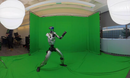 Robot with Greenscreen at MIT Hackathon