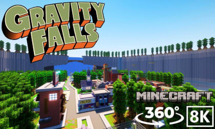 [Minecraft 360VR 8K] Explore Gravity Falls – Mystery Shack, Northwest Manor & More (Full Recreation)
