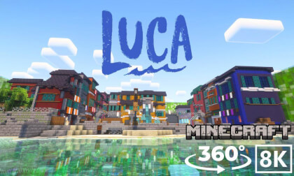 [Minecraft 360VR 8K] Explore Portorosso from Luca – A Seaside Adventure in Italy