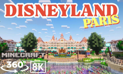[Minecraft 360VR 8K] Explore Disneyland Paris – A Magical Journey Around the Park