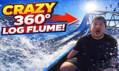 360° LOG FLUME DROP in VR ~  Most INTENSE Amusement Park Water Ride Experience