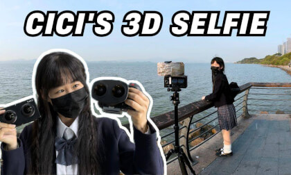 Cici's 3D sunset selfie at Shenzhen Bay