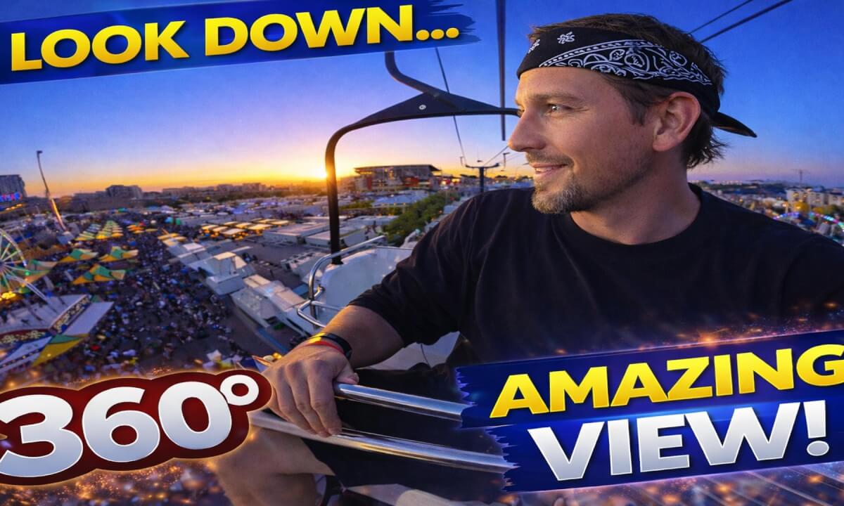 360° GONDOLA RIDE Over the Carnival in VR ~ Relaxing Aerial Theme Park View