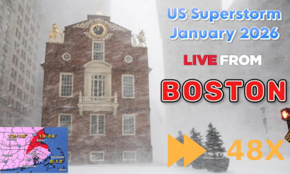 ⏩ 48x Time Lapse of the U.S. SUPERSTORM January 2026 Live 360° Weather Stream from Boston
