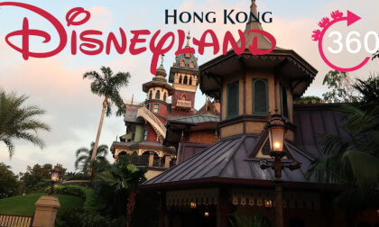 Walking through Mystic Point at Hong Kong Disneyland