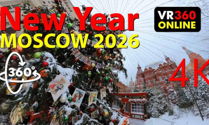 🎄 Панорамное видео 360 градусов ЗИМА В МОСКВЕ ❄️ Новый год 2026 | Манежная площадь и Площадь Революции | VR 360°