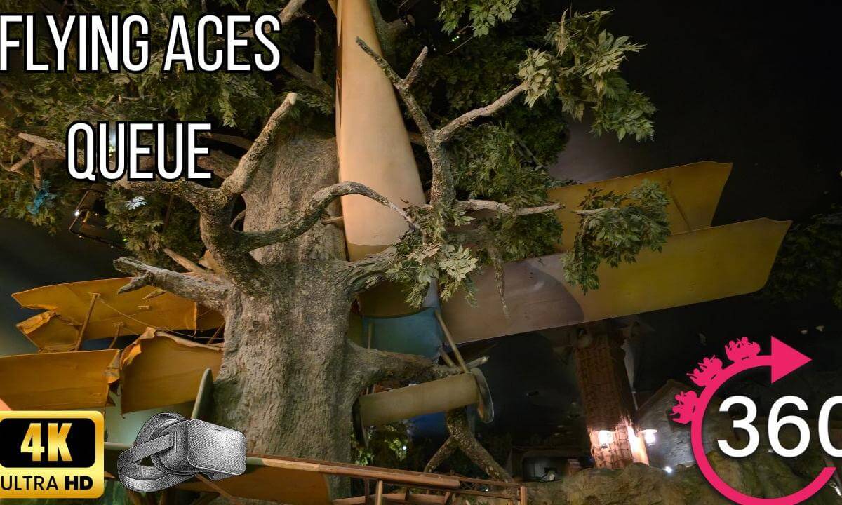 360º walk through Flying Aces Queue at Ferrari World