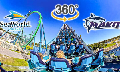 VR 360 Mako Roller Coaster On Ride Back Seat POV SeaWorld Orlando 2025 10 12