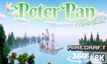 [Minecraft 360VR 8K] Fly Through Neverland – A Magical Peter Pan Adventure