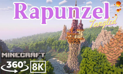 [Minecraft 360VR 8K] Journey from Rapunzel’s Tower to the Lantern-Lit Castle (Tangled)