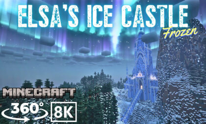 [Minecraft 360VR 8K] Journey from Arendelle to Elsa’s Ice Castle – A Magical Frozen Adventure