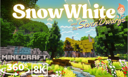 [Minecraft 360VR 8K] From the Queen’s Castle to the Dwarfs’ Cottage – Snow White Adventure