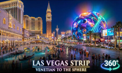 Las Vegas Strip Night Walk 🇺🇸 | Venetian Hotel to The Sphere | 8K VR Walking Tour