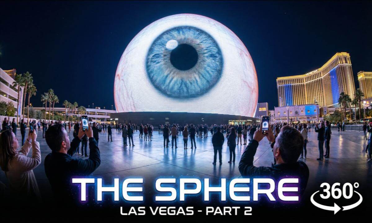 Las Vegas Sphere at Night | Venetian Bridge 360 VR Walk