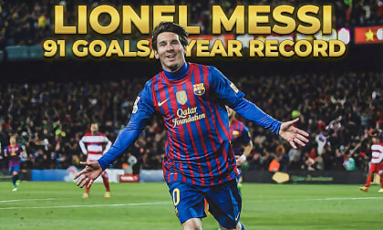 Lionel Messi - 91 Goals In One Year - World Record
