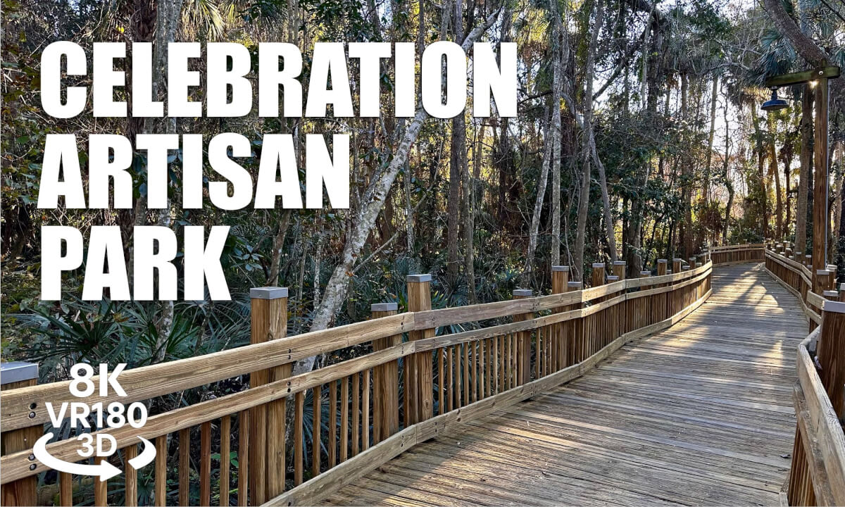 Artisan Park Boardwalk Celebration Florida VR180 3D Sunset Walk, Boardwalk Lake Views VR视频 3D動画 VR旅行