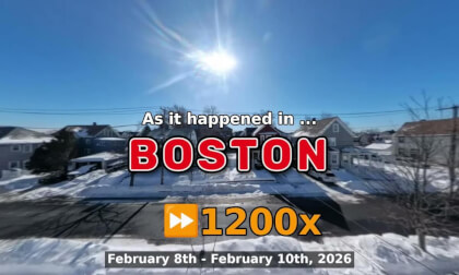 ⏩ Daily Time Lapse of the Boston Weather 360° Live Stream February 8th - February 9th 2026 (1200x) [Beta]