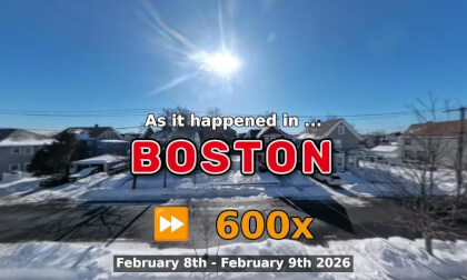 ⏩ Daily Time Lapse of the Boston Weather 360° Live Stream February 8th - February 9th 2026 (600x) [Beta]