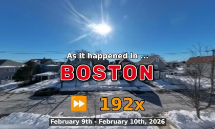 ⏩ Daily Time Lapse of the Boston Weather 360° Live Stream February 9th - February 10th 2026 (192x) [Beta]