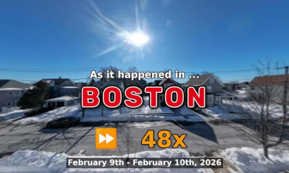 ⏩ Daily Time Lapse of the Boston Weather 360° Live Stream February 9th - February 10th 2026 (48x) [Beta]