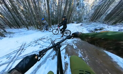 Snow biking with my son VR Video Snow biking with my son VR