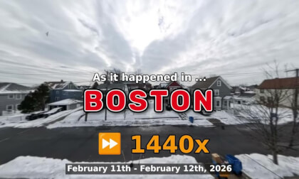⏩ Daily Time Lapse of the Boston Weather 360° Live Stream February 11th - February 12th 2026 (1440x) [Beta]