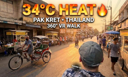 360° VR Walking Tour | Pak Kret Thailand 🇹🇭 Real Local Street Life in 34°C Heat