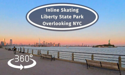 Statue of Liberty 360 VR Video | Sunset Skate at Liberty State Park