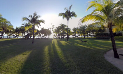 360 VR Tropical resort area with hotels palms and green lawns, Mauritius VR Video 360 VR Tropical resort area with hotels palms and green lawns, Mauritius VR