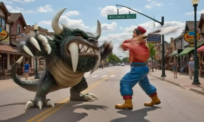 Hodag vs Paul Bunyan in downtown Wisconsin Dells