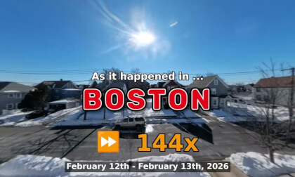 ⏩ Daily Time Lapse of the Boston Weather 360° Live Stream February 12th - February 13th 2026 (144x) [Beta]