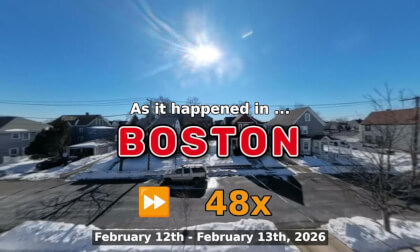 ⏩ Daily Time Lapse of the Boston Weather 360° Live Stream February 12th - February 13th 2026 (48x) [Beta]