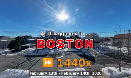 ⏩ Daily Time Lapse of the Boston Weather 360° Live Stream February 13th - February 14th 2026 (1440x) [Beta]