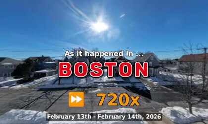 ⏩ Daily Time Lapse of the Boston Weather 360° Live Stream February 13th - February 14th 2026 (720x) [Beta]