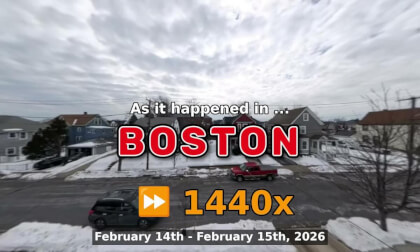 ⏩ Daily Time Lapse of the Boston Weather 360° Live Stream February 14th - February 15th 2026 (1440x) [Beta]