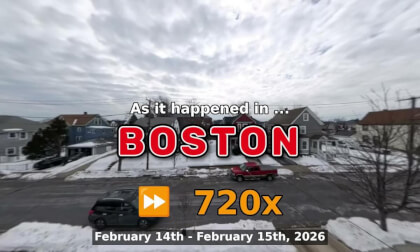 ⏩ Daily Time Lapse of the Boston Weather 360° Live Stream February 14th - February 15th 2026 (720x) [Beta]