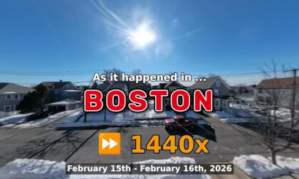 ⏩ Daily Time Lapse of the Boston Weather 360° Live Stream February 15th - February 16th 2026 (1440x) [Beta]