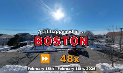 ⏩ Daily Time Lapse of the Boston Weather 360° Live Stream February 15th - February 16th 2026 (48x) [Beta]