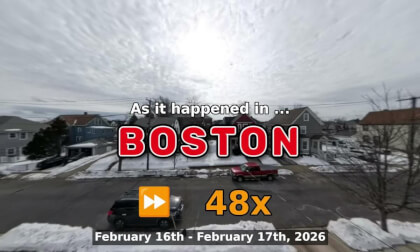 ⏩ Daily Time Lapse of the Boston Weather 360° Live Stream February 16th - February 17th 2026 (48x) [Beta]