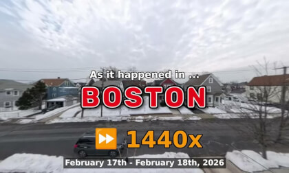 ⏩ Daily Time Lapse of the Boston Weather 360° Live Stream February 17th - February 18th 2026 (1440x) [Beta]