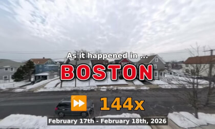 ⏩ Daily Time Lapse of the Boston Weather 360° Live Stream February 17th - February 18th 2026 (144x) [Beta]