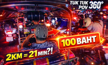 Bangkok Tuk Tuk Ride in 360° 🇹🇭 Wat Khaek to Lumphini Park | Real Price 100 Baht at Rush Hour